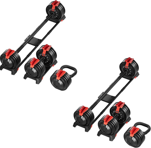 3-in-1 Adjustable Dumbbell Barbell Kettlebell Set 2–24KG Home Gym
