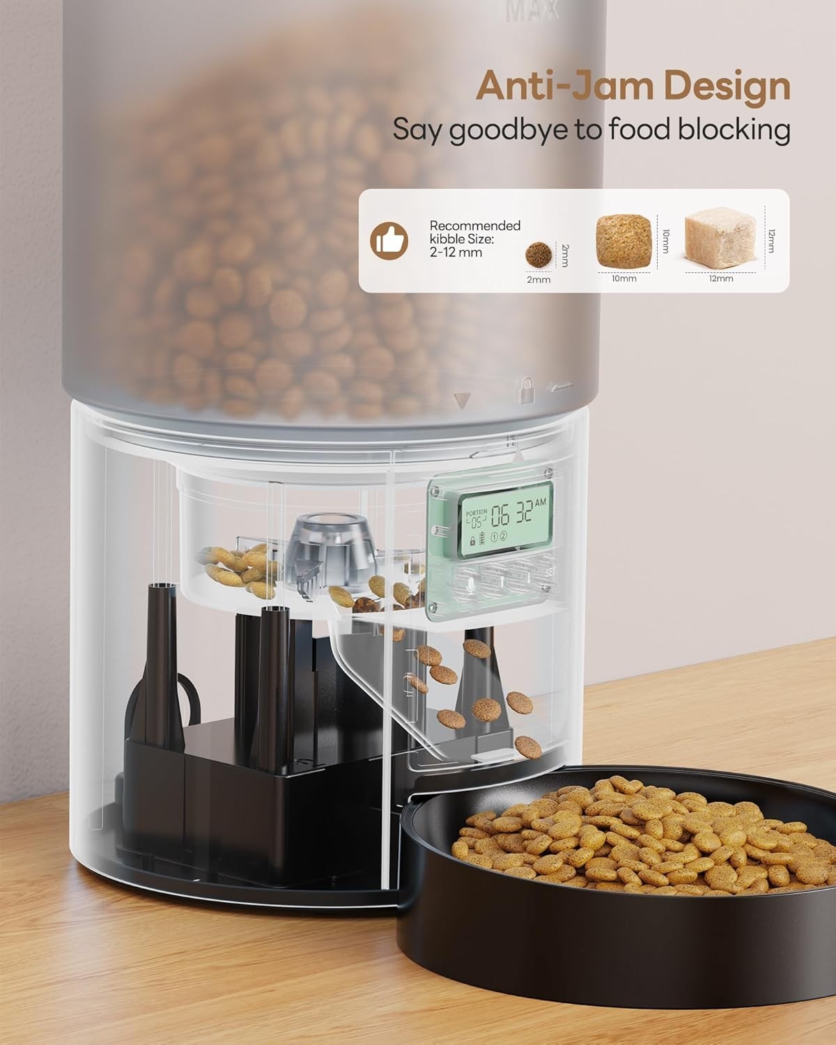 Automatic Cat Feeder 4L Timer Food Dispenser 6 Meal Voice Recorder Lock
