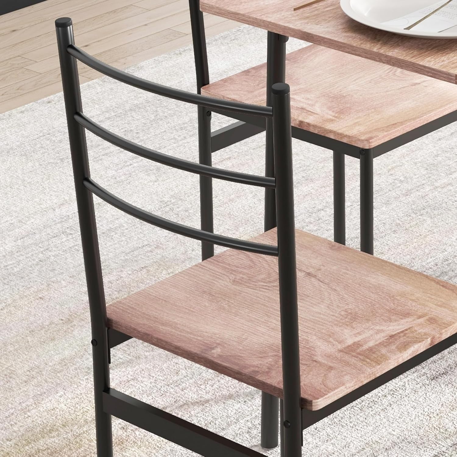 Space-Saving 5-Piece Dining Set | Modern Rectangular Table & 4 Chairs, Compact