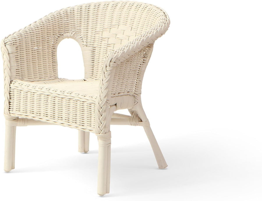 Kids Indoor Loom Chair Rattan Lightweight Stackable Toddler Seat White