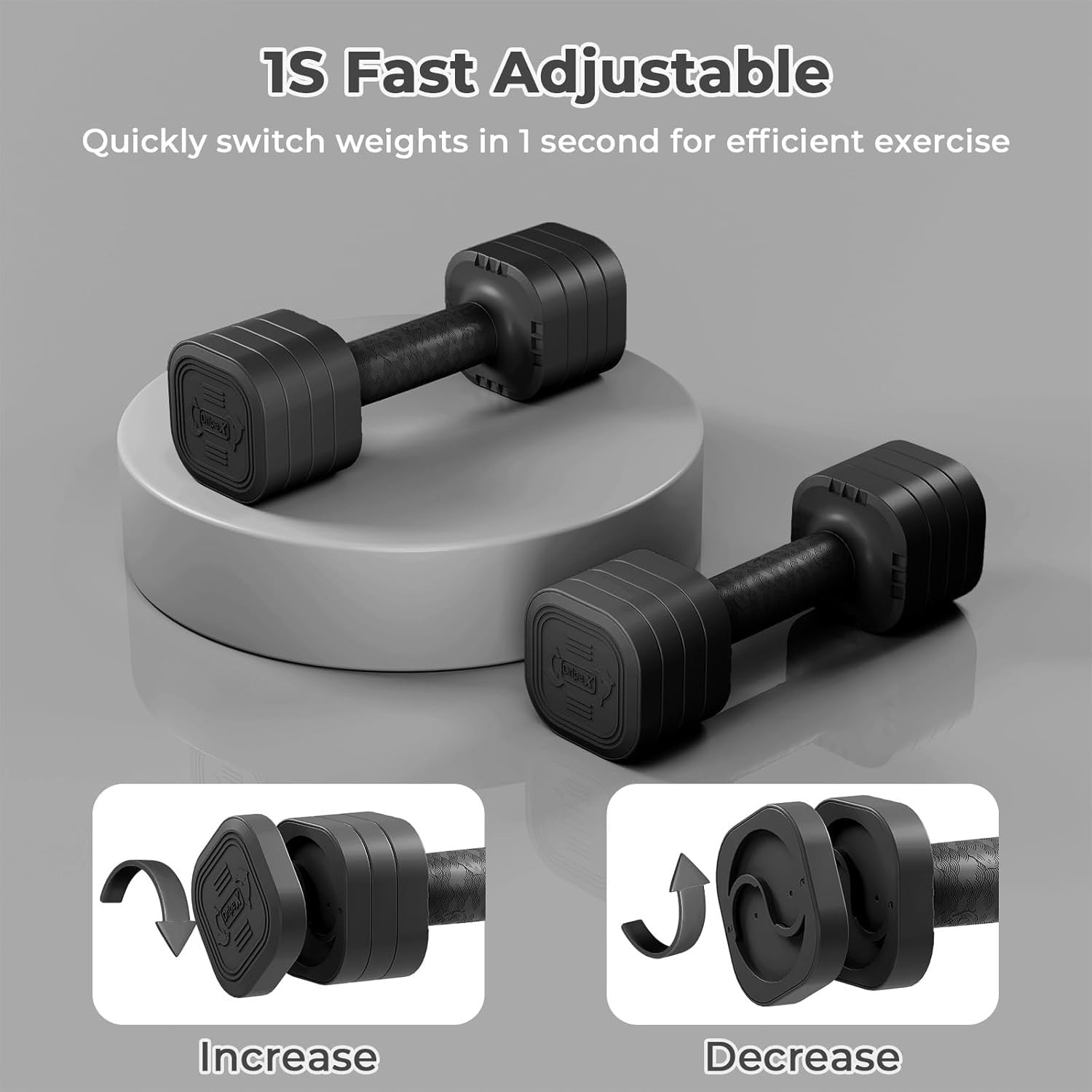 4-in-1 Adjustable Dumbbells Pair 2.5KG Compact Non-Slip Home Fitness