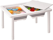 Adjustable Kids Sensory Table with 2 Bins, Sand & Water Play, White Pine Wood