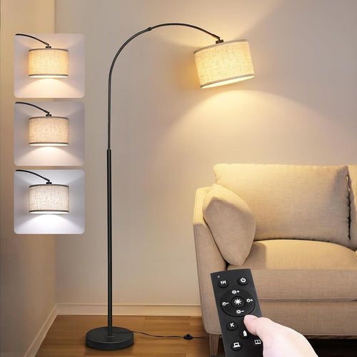 Modern Arc Floor Lamp with Remote & Foot Switch | Dimmable LED Reading Light