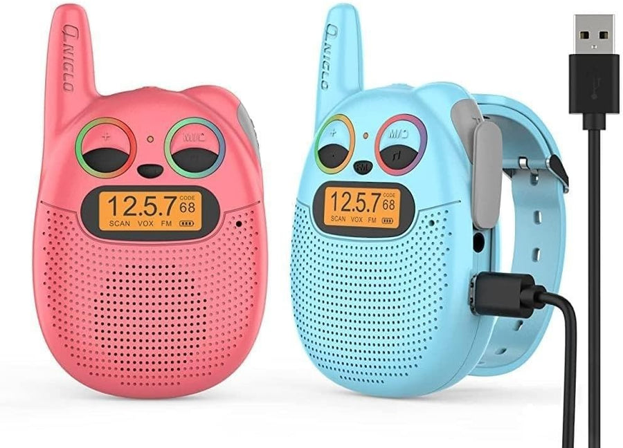 Kids Rechargeable Walkie Talkies Watch Strap VOX FM Radio Long Range
