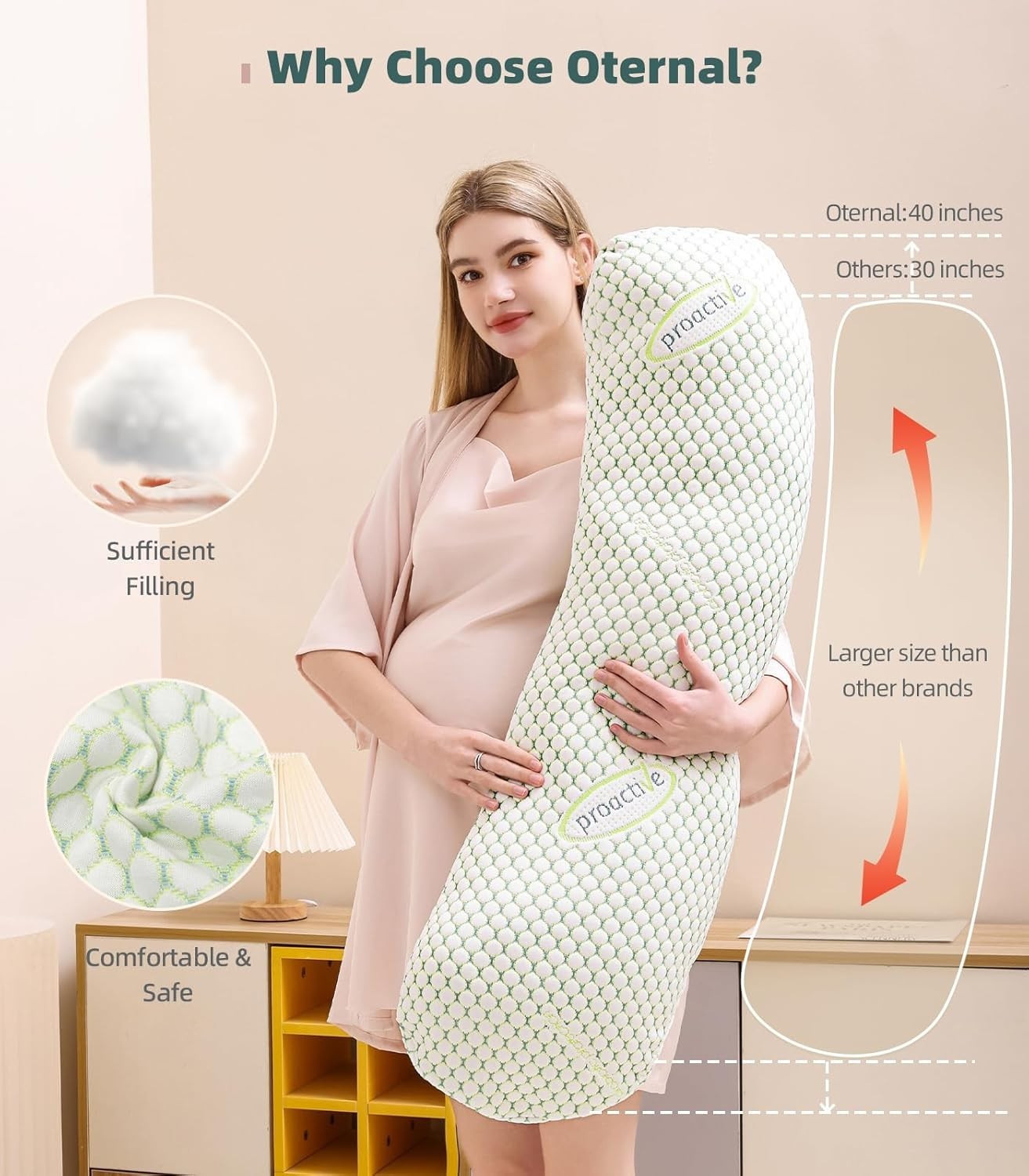 XXL U Shape Pregnancy Pillow Full Body Maternity & Nursing Support Cotton