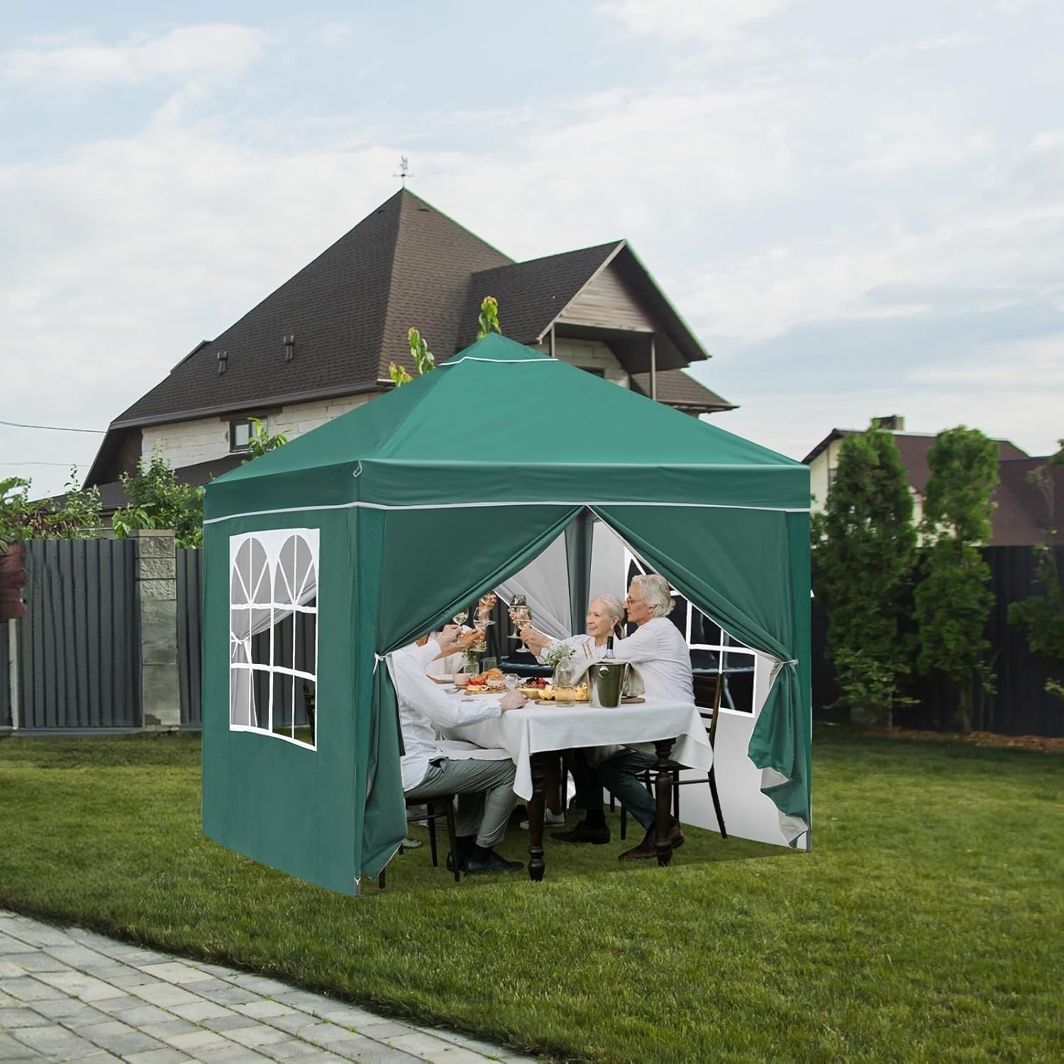 3x3M Green Pop Up Gazebo with 4 Removable Sidewalls Waterproof Outdoor Tent