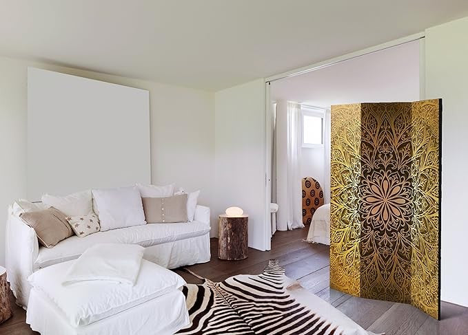 Lux Gold Mandala 3-Panel Privacy Room Divider Folding Screen 135×172cm