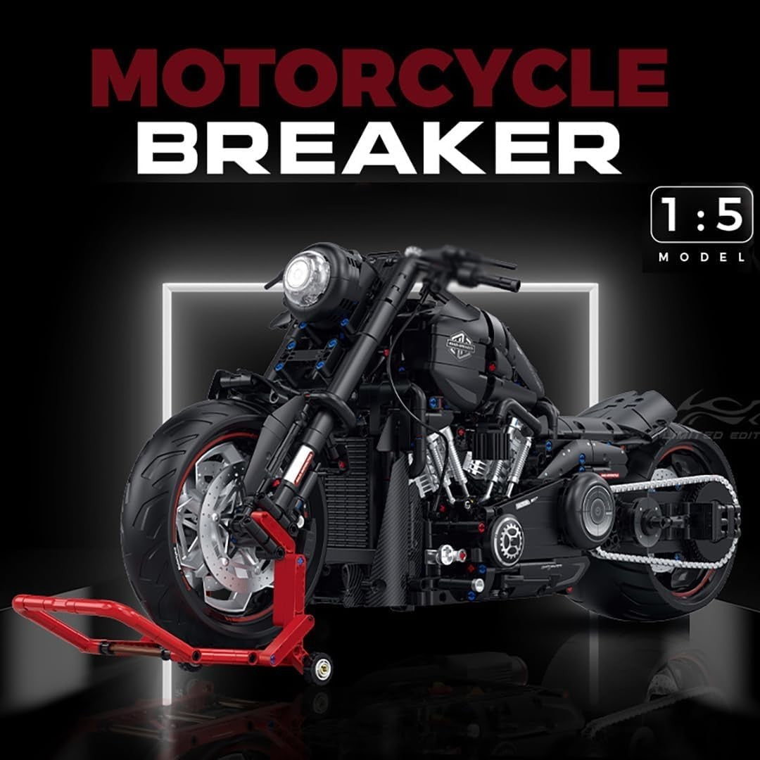 2260-Piece Detailed Motorcycle Model Kit with Realistic Parts & Display