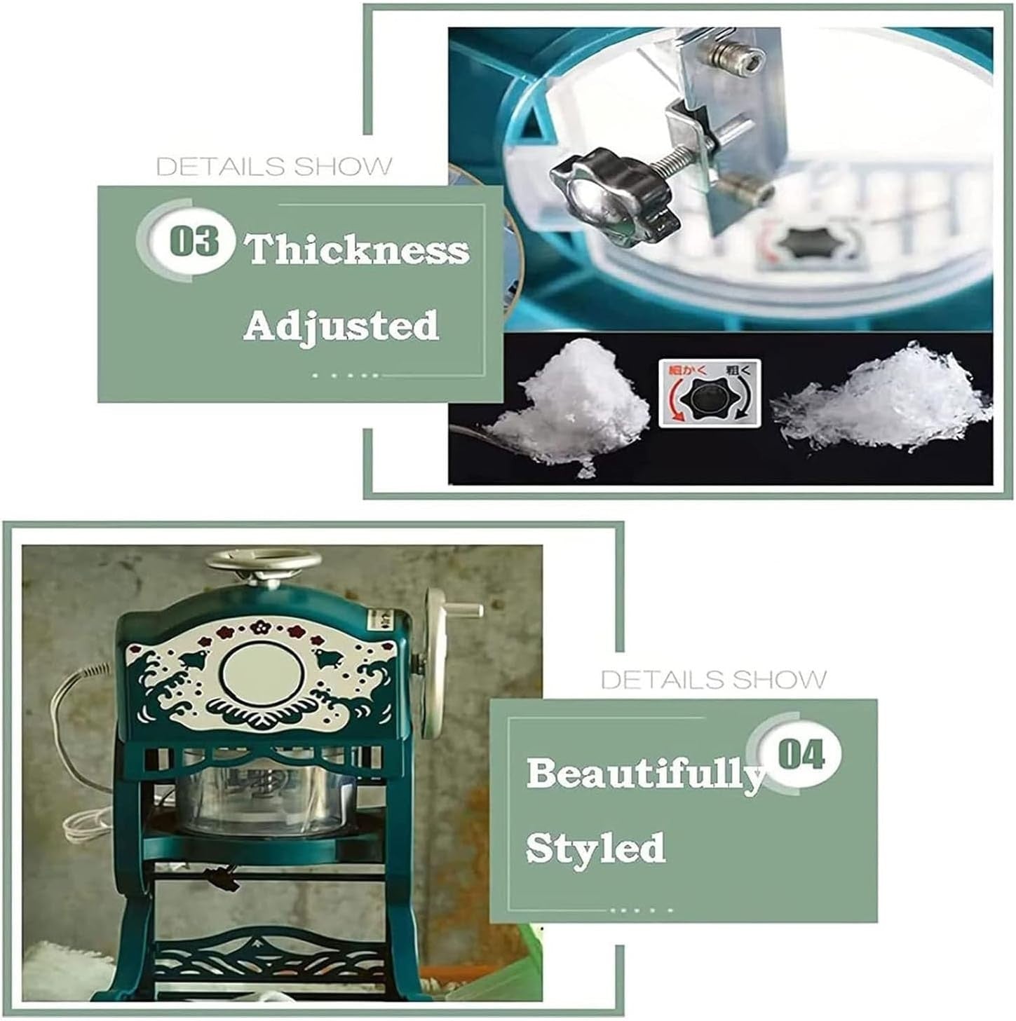 Commercial Ice Shaver Snow Cone Machine Adjustable Blade Compact