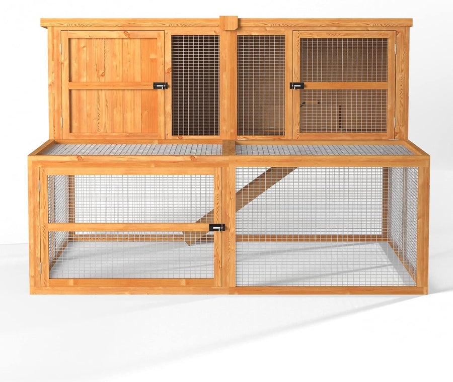 Large Outdoor Rabbit Hutch with Run Wooden Pet House Weatherproof XL