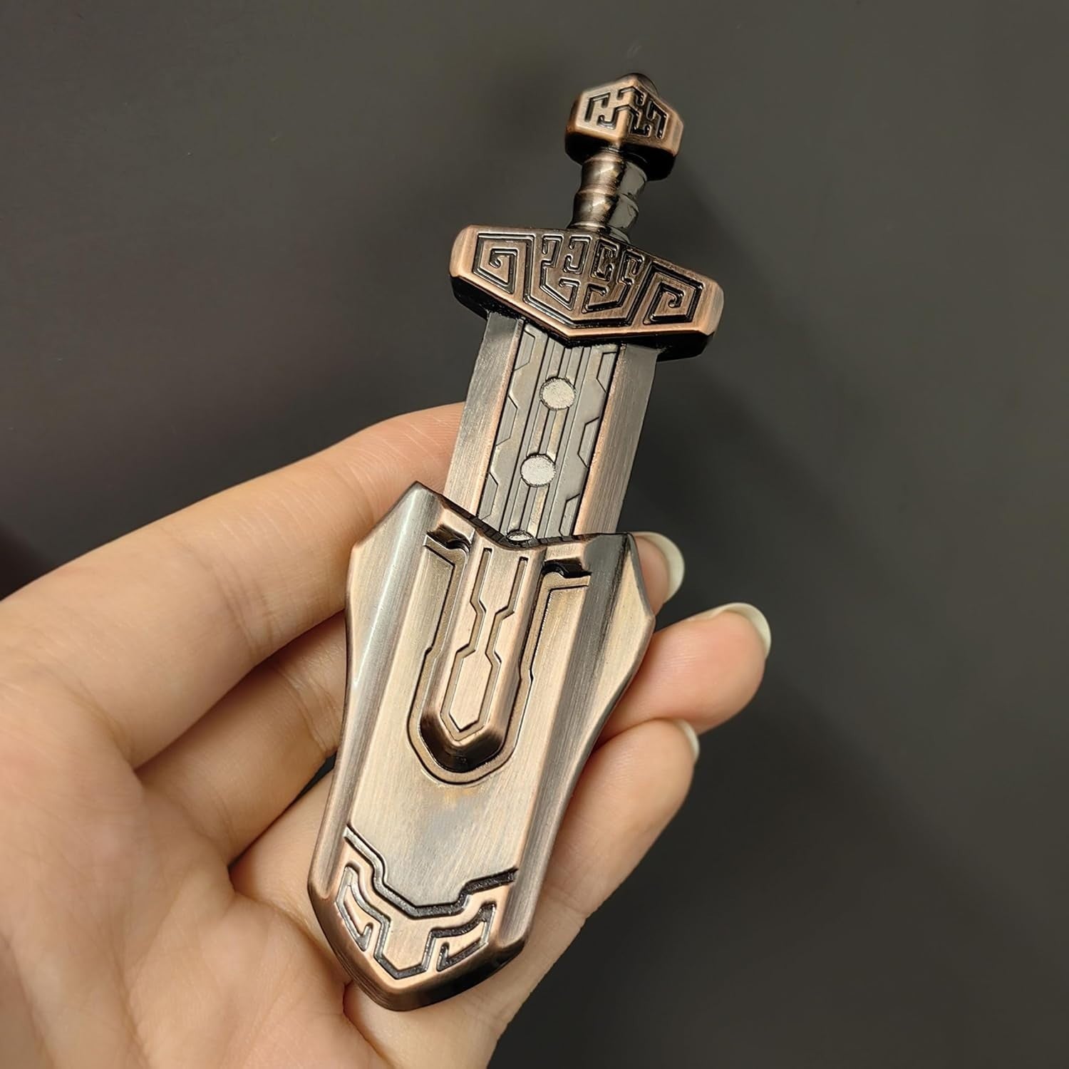 Bronze Magnetic Sword Fidget Slider Metal EDC Stress Relief Desk