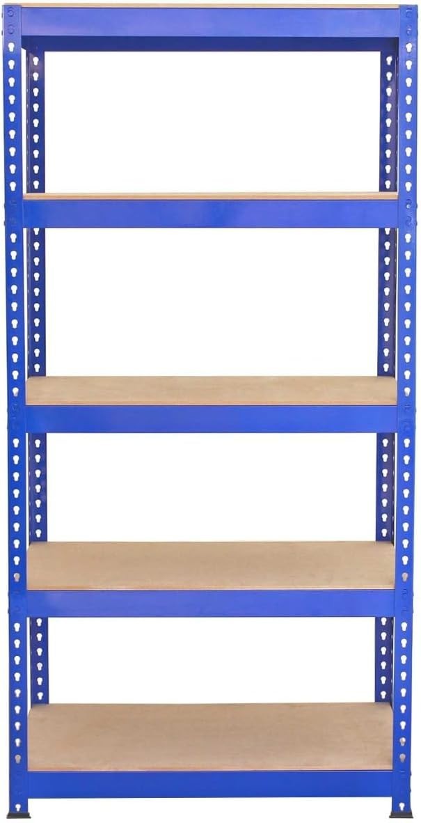 3 Q-Rax Blue Shelving Units + 120cm Workbench Heavy Duty 200kg Shelves
