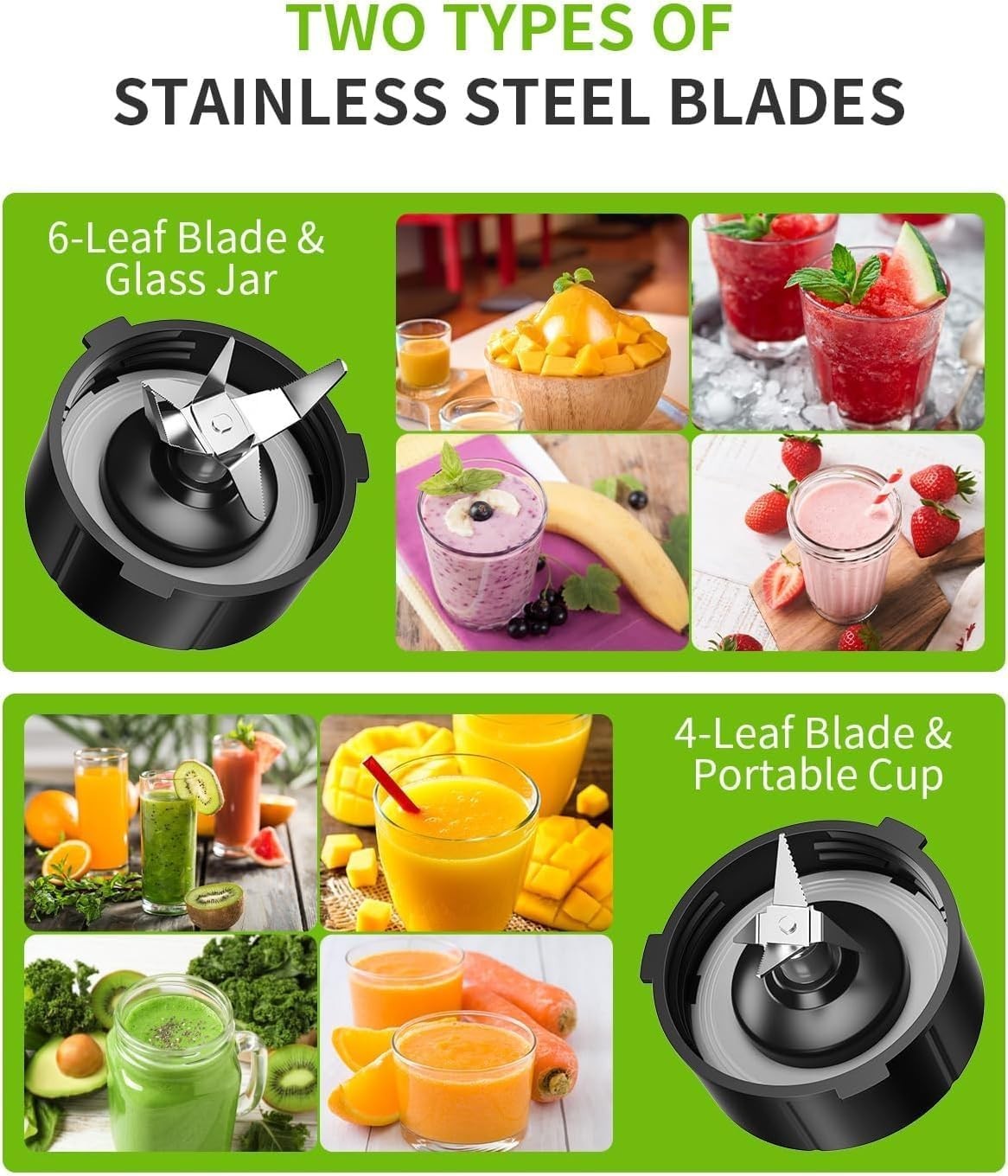 1200W Blender Smoothie Maker 2-in-1 Glass Jug Ice Crusher 3 Speed