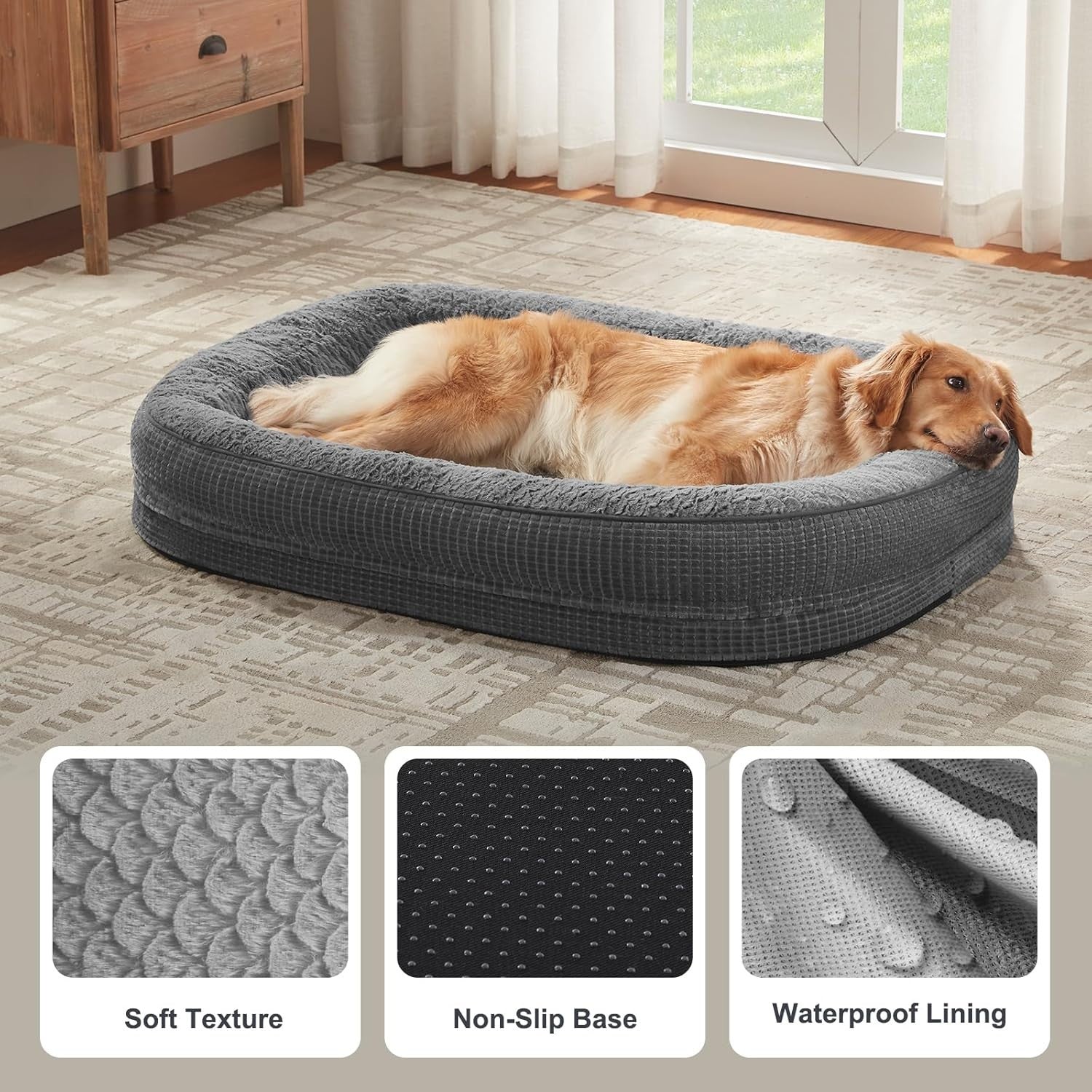 XL Orthopedic Memory Foam Dog Bed 107x81x19cm Washable