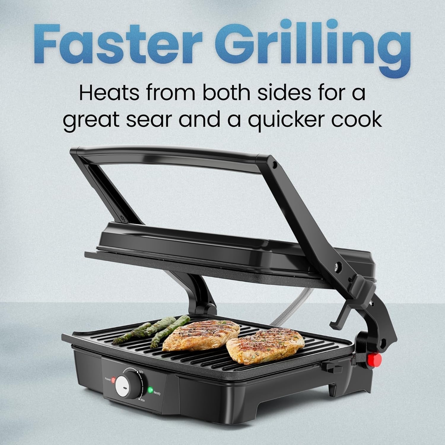 4-Slice Panini Press & Indoor Grill, Adjustable Temp, Nonstick Plates