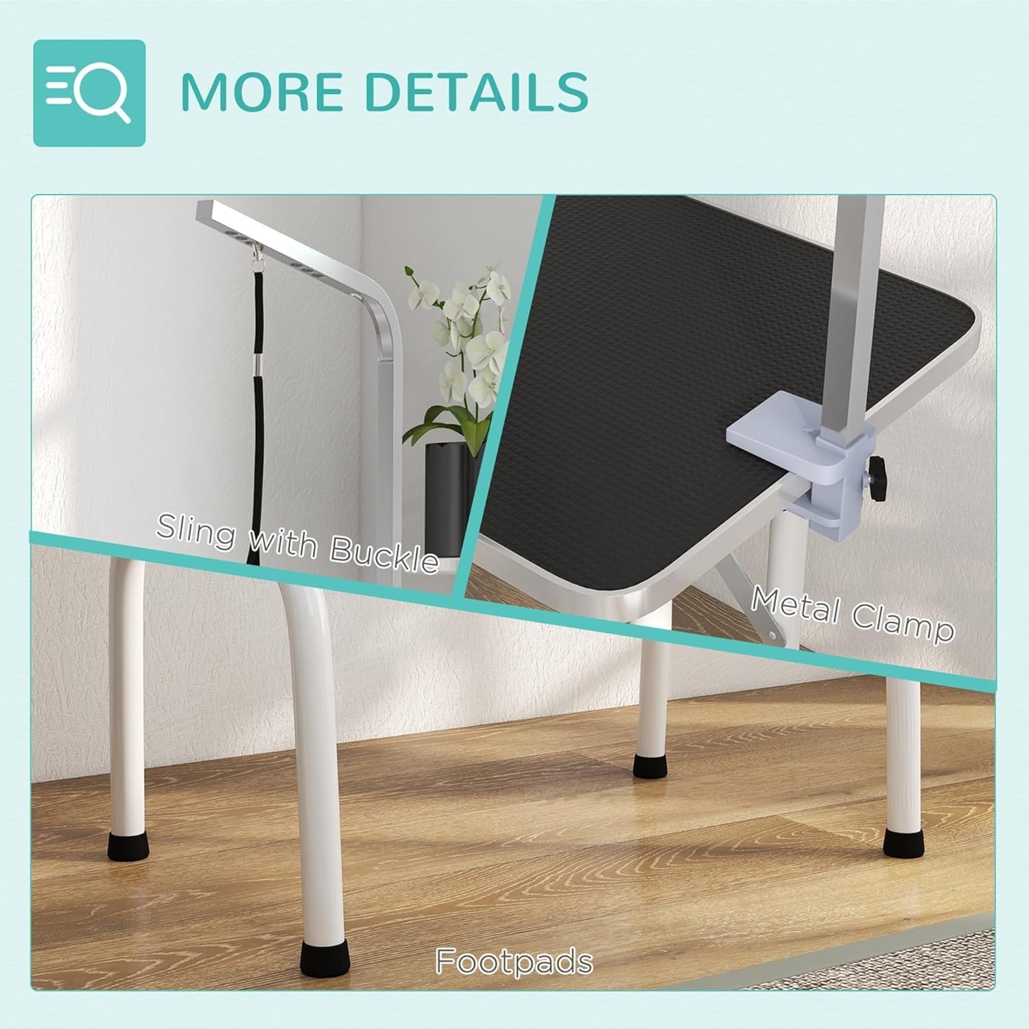 32in Foldable Dog Grooming Table Non Slip Top Adjustable Arm