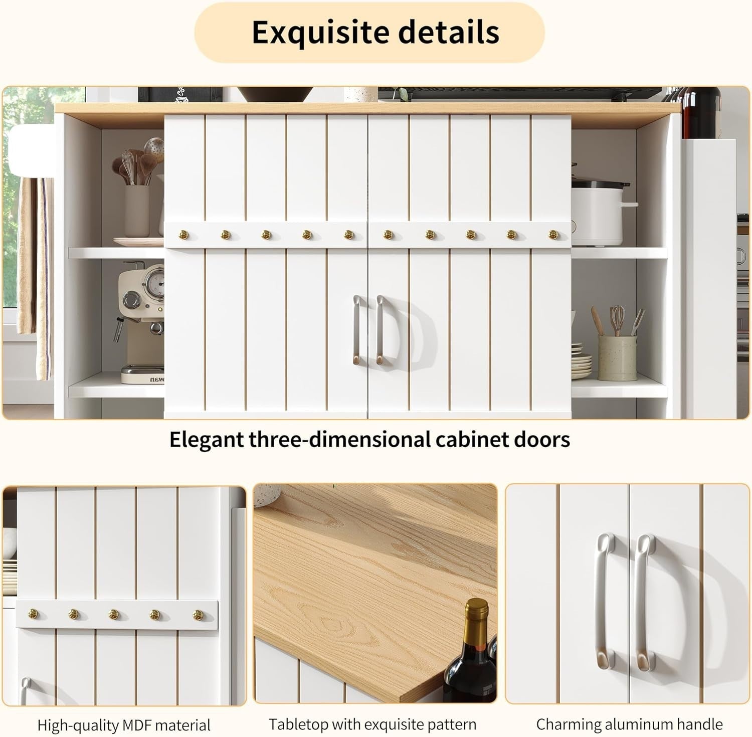 White Rolling Kitchen Island Foldable Worktop Cart