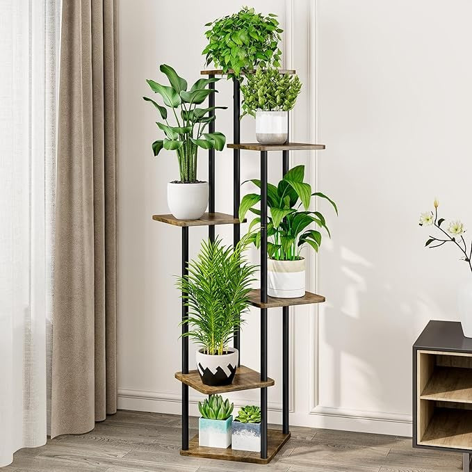 6 Tier Tall Metal Plant Stand Indoor Outdoor Corner Flower Shelf Display Rack