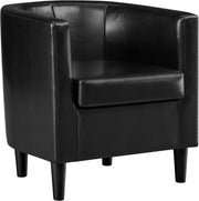 Black PU Leather Tub Chair Modern Accent Armchair