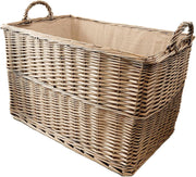 Large Wicker Storage Basket with Soft Lining & Wooden Handles – 68x46x42cm
