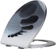 Stone Water Toilet Seat Soft Close Duroplast Quick Release Top Fix 45x37cm Oval