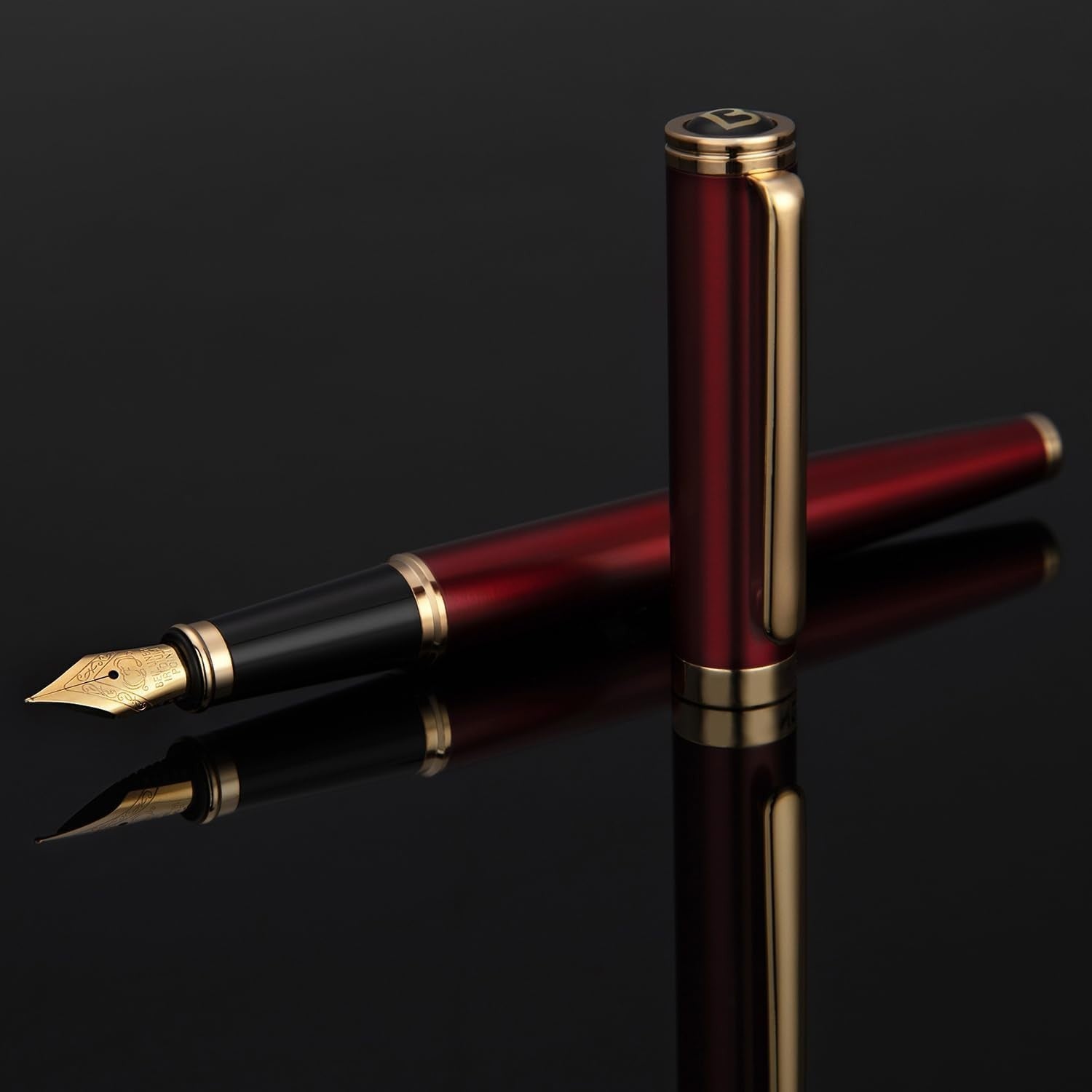 Luxury Red Fountain Pen Fine Nib Gold Finish German Ink Converter Gift
