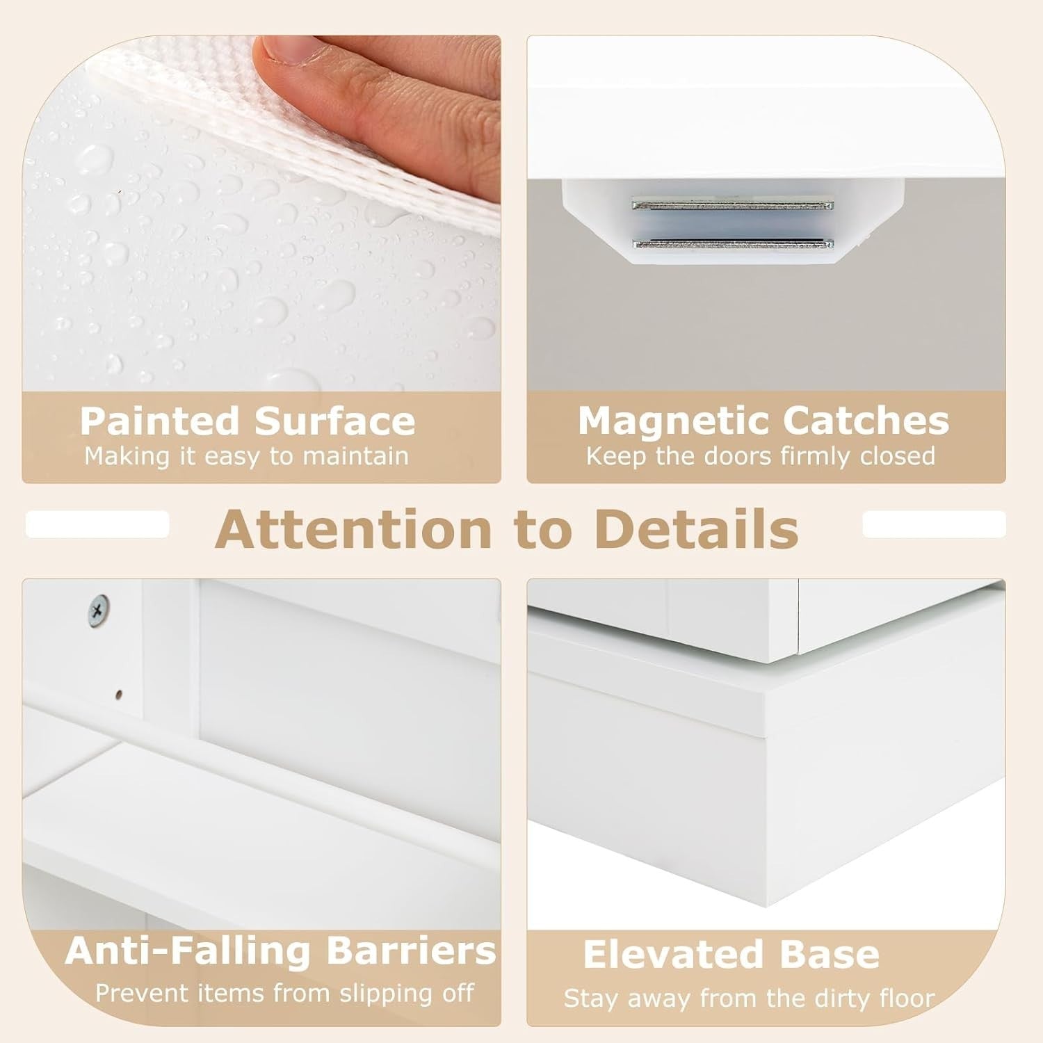 Compact White Pantry Cabinet with 2 Doors and 17 Storage Shelves