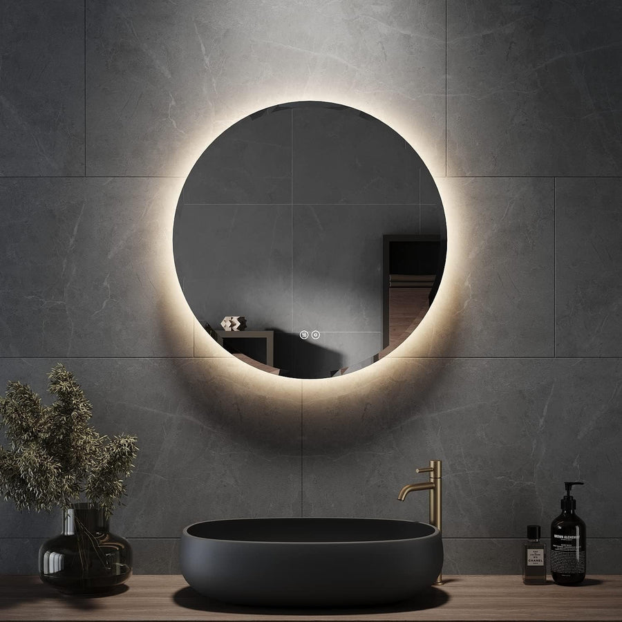 Round LED Bathroom Mirror 60cm Anti-Fog 3 Light Modes Wall Mounted Touch