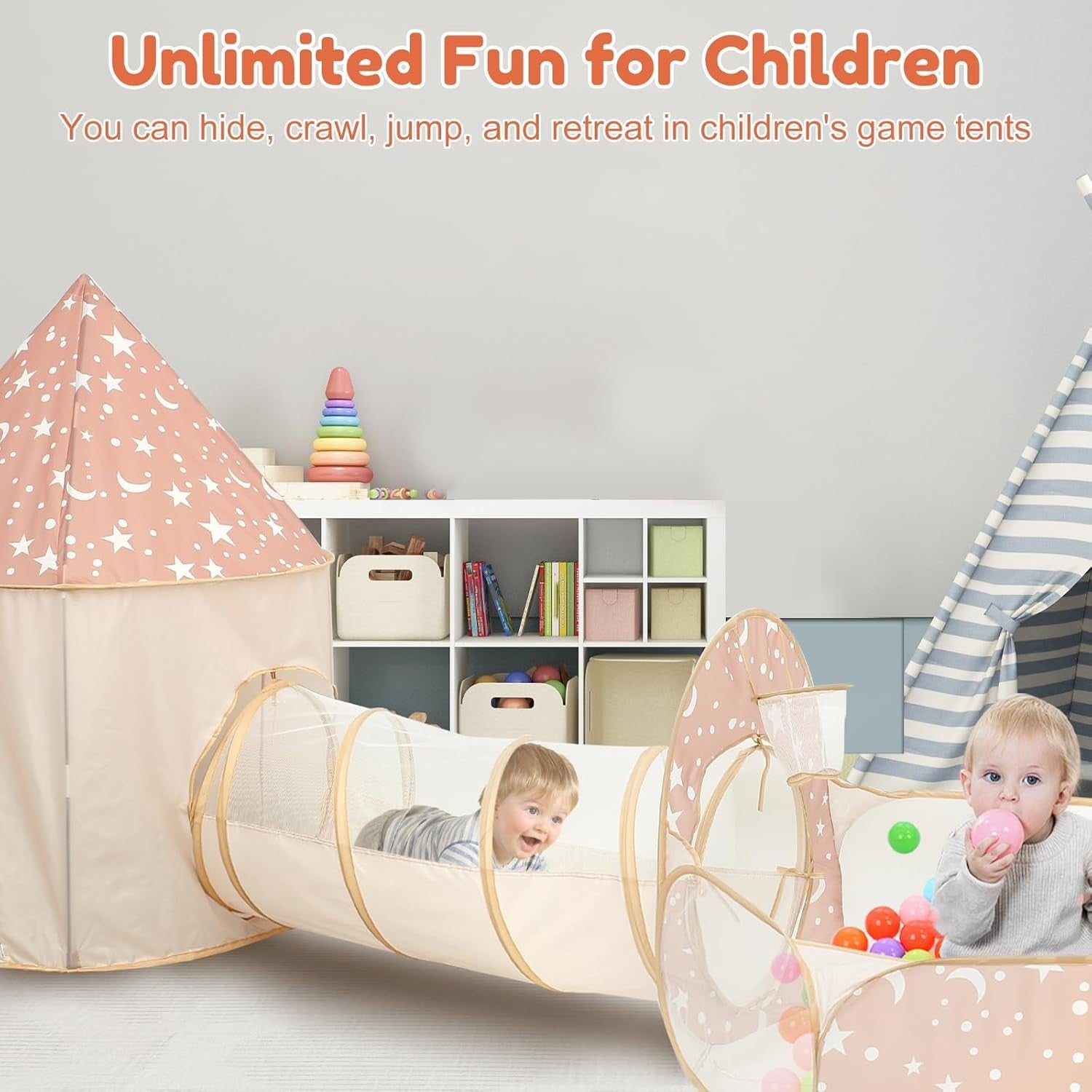 Rose Red Kids Pop Up Play Set Tent Tunnel Ball Pit Indoor Outdoor