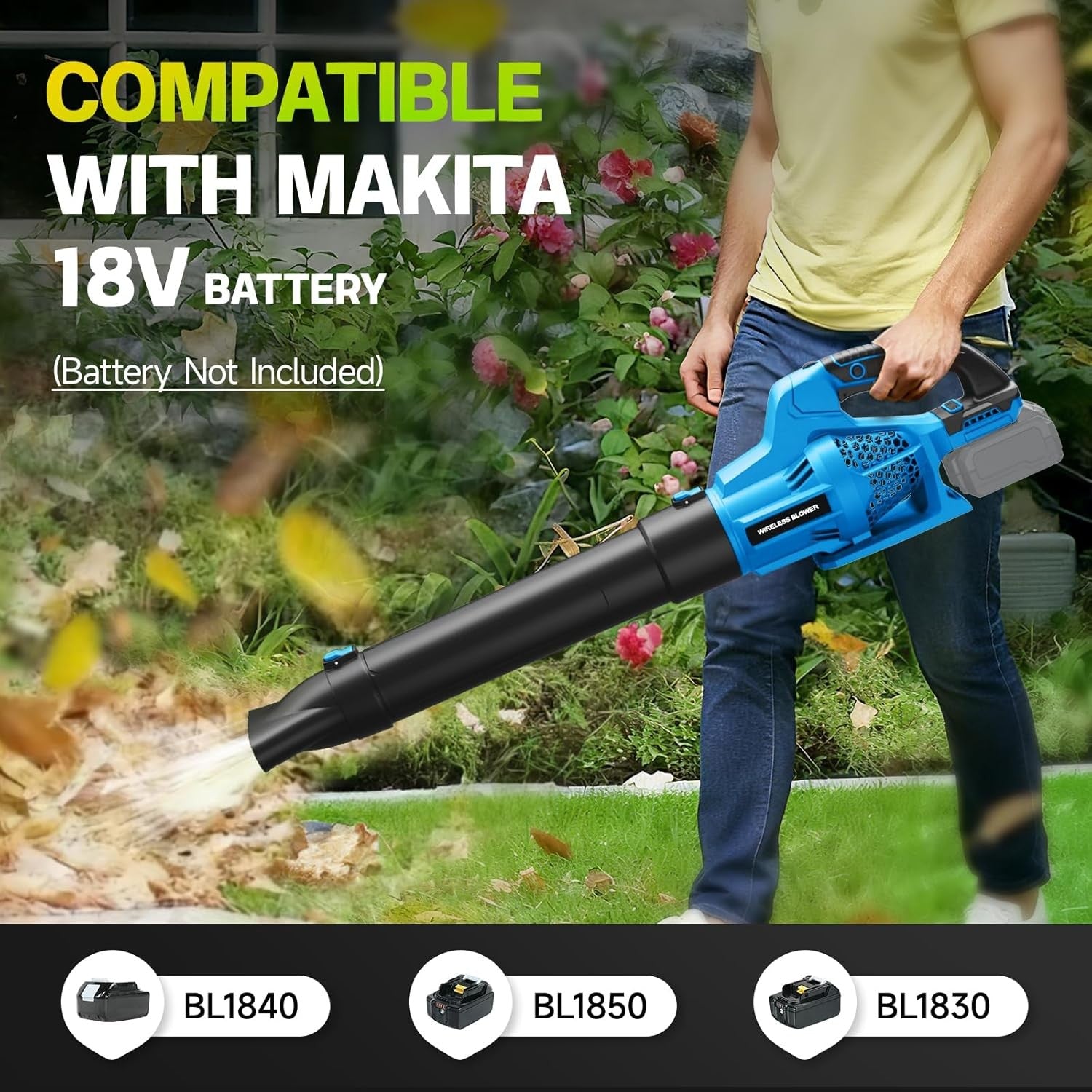 Cordless Leaf Blower 18V 500CFM 150MPH Handheld Garden Patio Car Air Blower