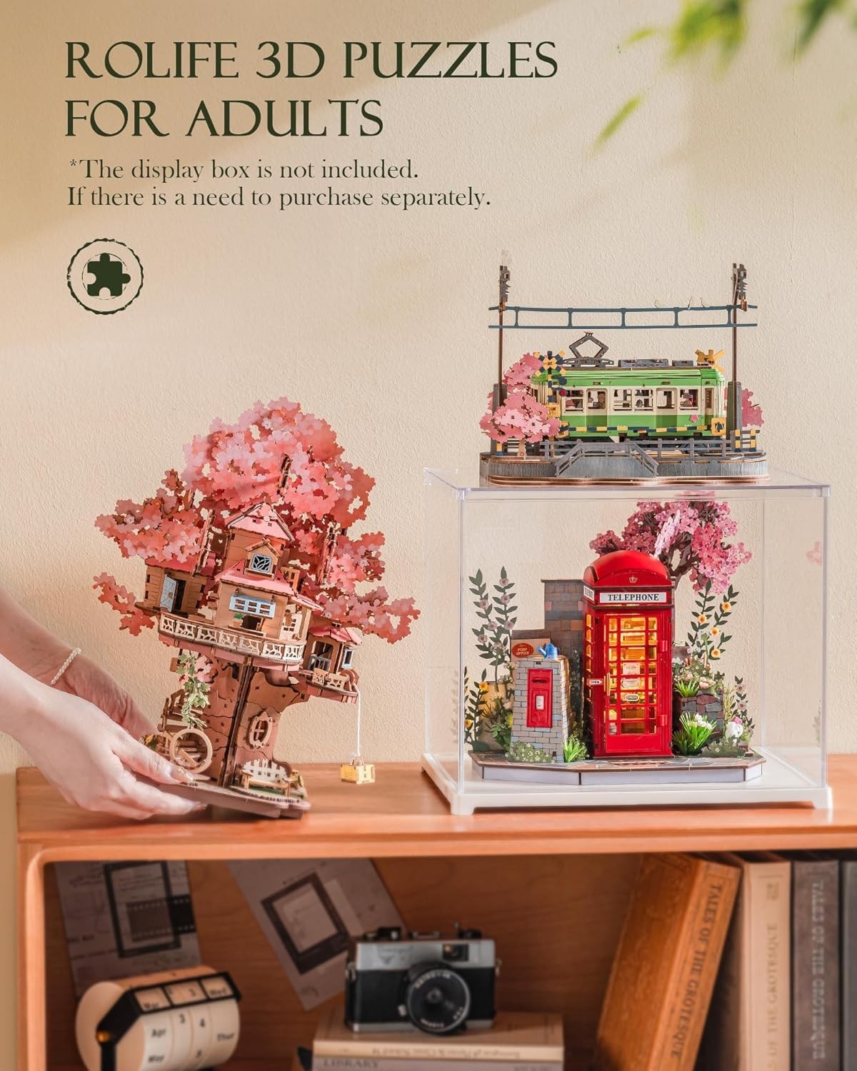 3D Wooden Telephone Box Book Nook Kit LED Miniature Library Decor