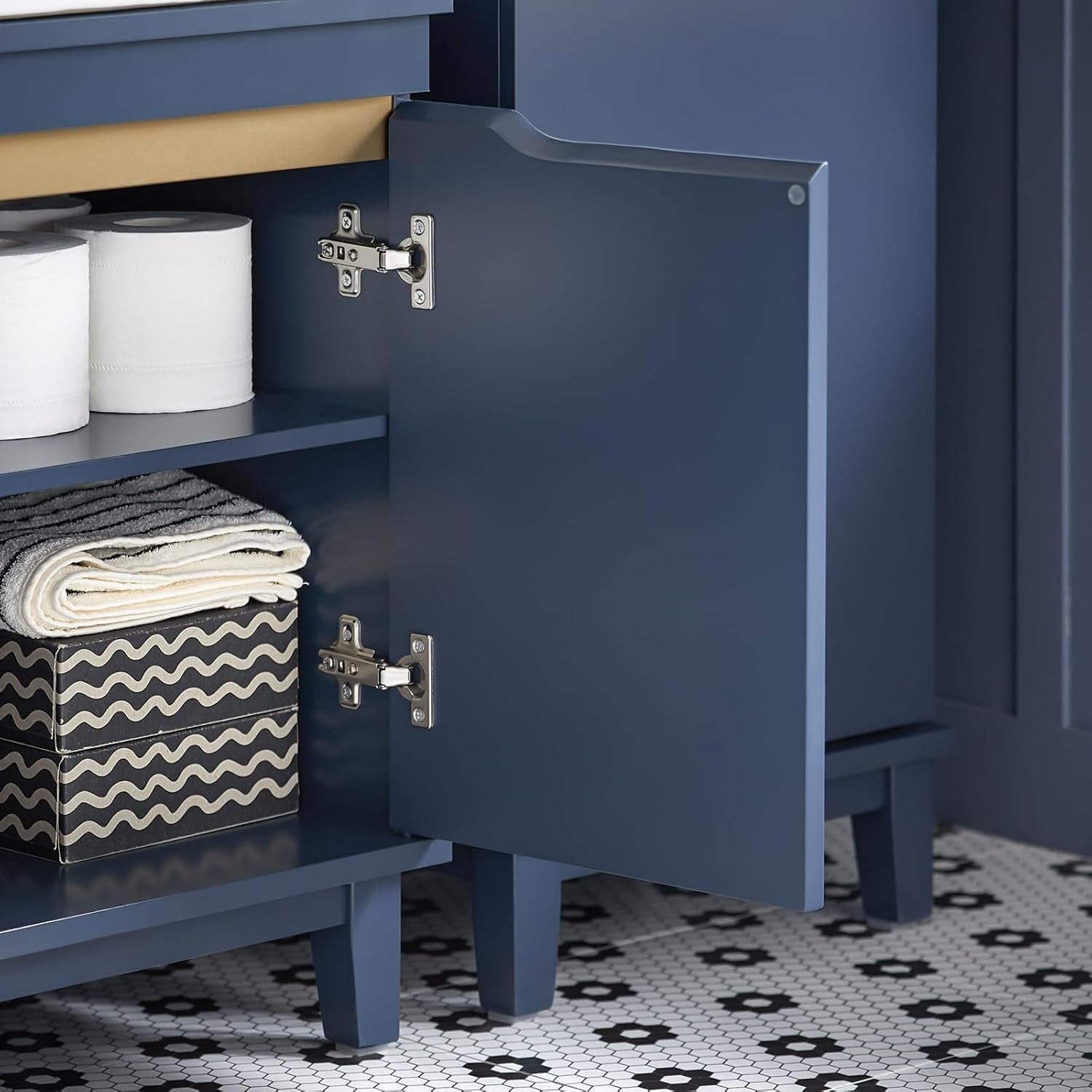 Slim Under Sink Storage Cabinet with Doors & Drawer for Bathroom