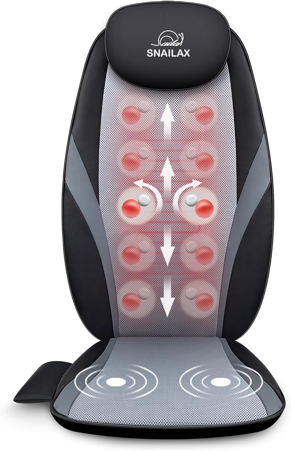 Shiatsu Back Massager with Heat Deep Kneading Massage Seat Cushion Grey