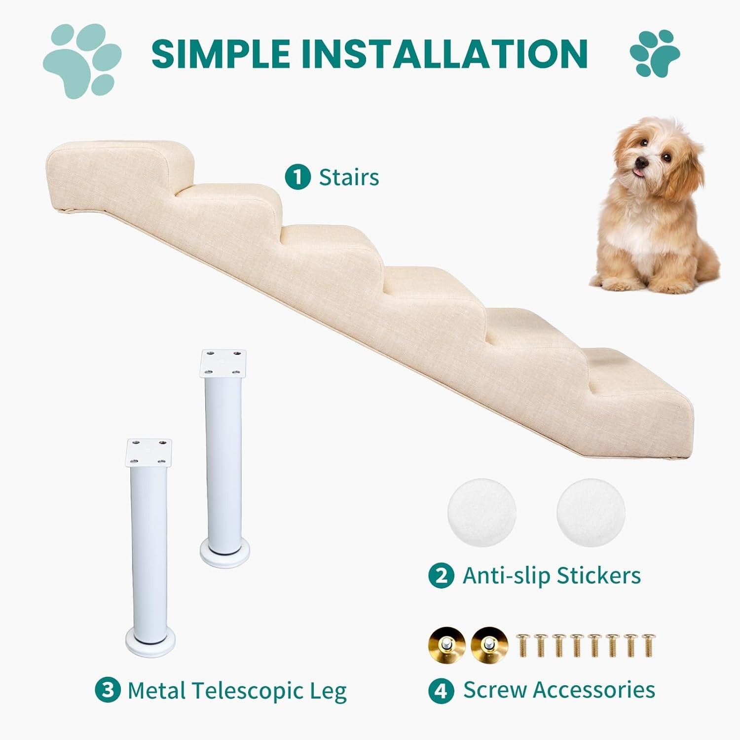 XL Adjustable Dog Stairs Multi-Level Ramp Pet Steps Bed Sofa