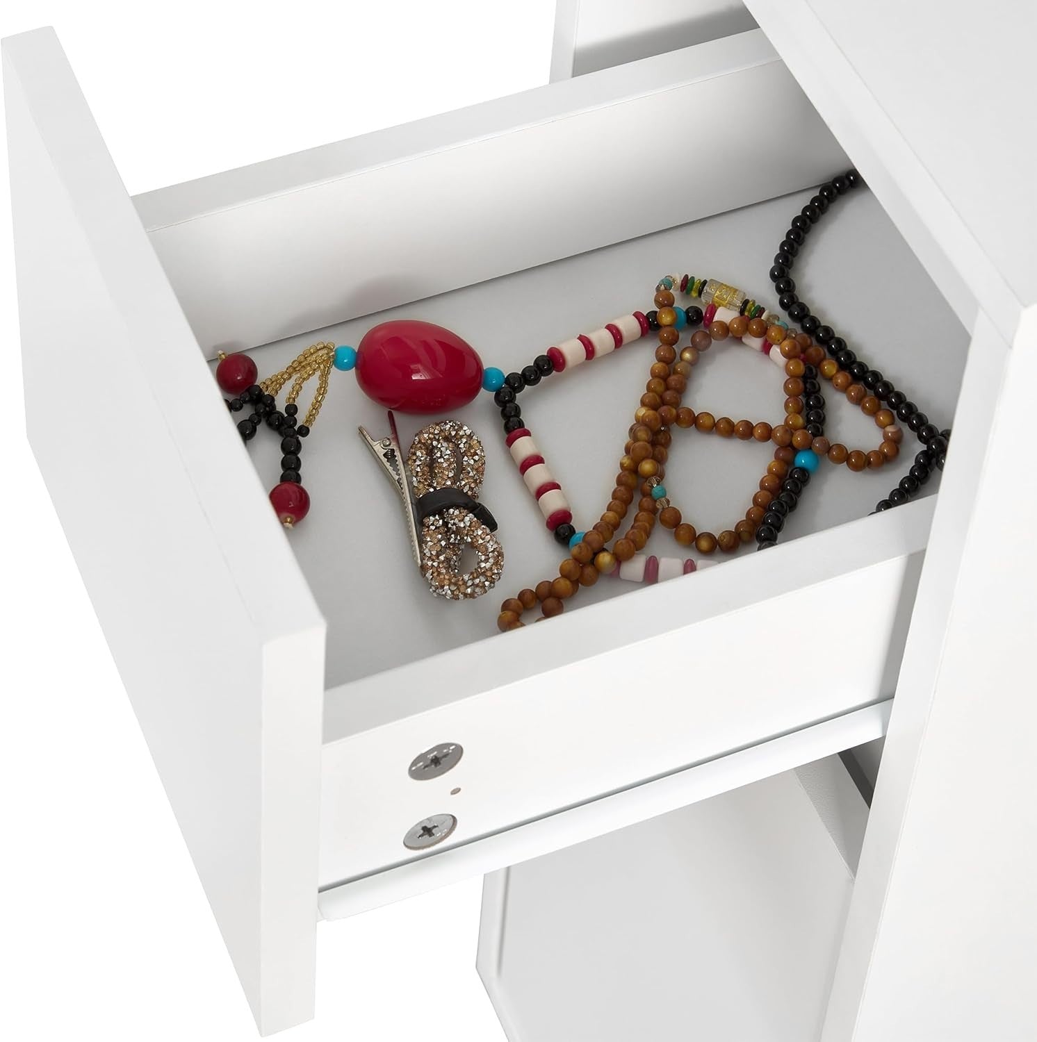 White Dressing Table Vanity Set Flip Up Mirror Desk 1 Drawer Storage Stool