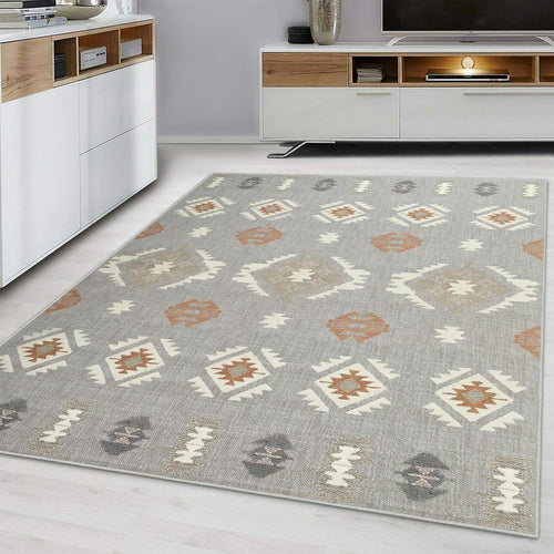 Large Tribal Pattern Rug Soft Modern Indoor Area Carpet Grey Beige 160x230cm