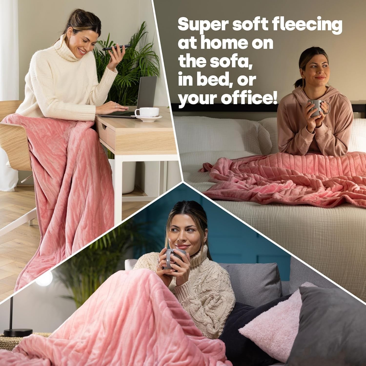 Electric Heated Throw Blanket 9 Heat Settings Timer Soft Fleece 160x130cm
