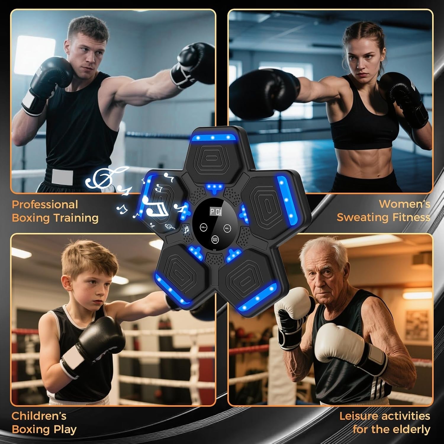 Music Boxing Machine LED Punch Trainer Wall Mounted Bluetooth Fitness Pad