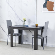 Black 5 Piece Dining Table Set with 2 Grey Chairs Modern Small Space