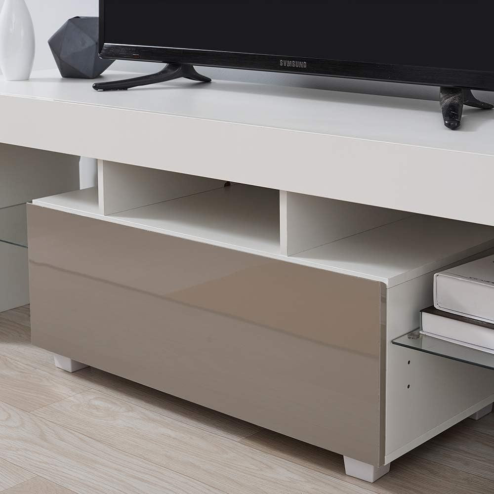 51" LED TV Stand Cabinet Glass Shelves Storage Drawer for 32-55" TVs
