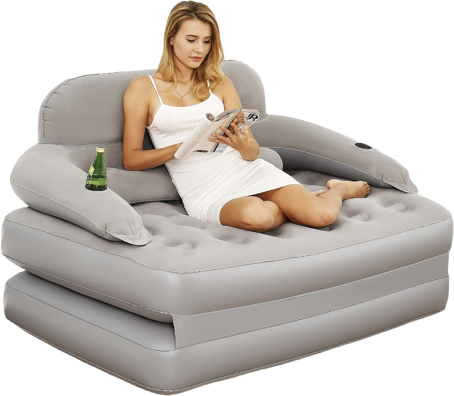 Inflatable Air Sofa Bed with Built-in Pump | Convertible Lounge Chair