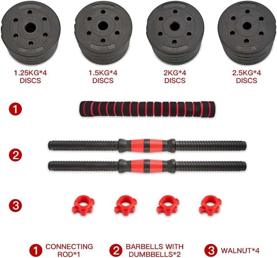 Adjustable Dumbbells Barbell Set Up to 30KG Home Gym Weight Training Kit