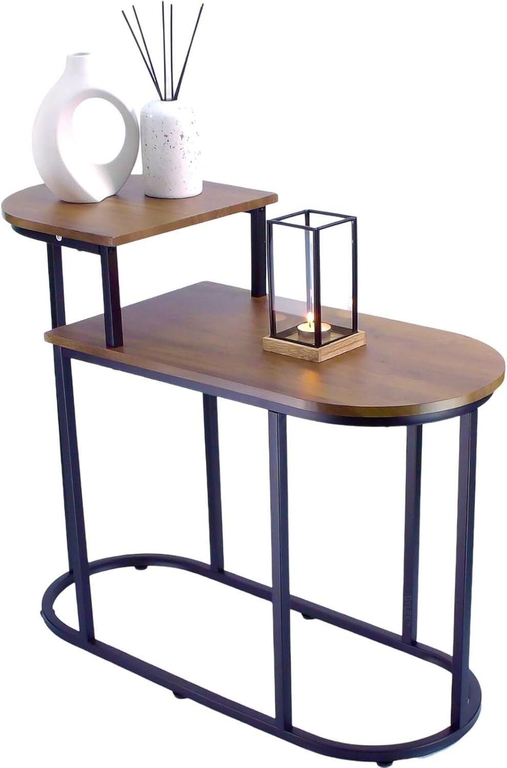 Modern 2-Tier Side Table with Rustic Oak Finish – Spacious Storage & Fully Assem