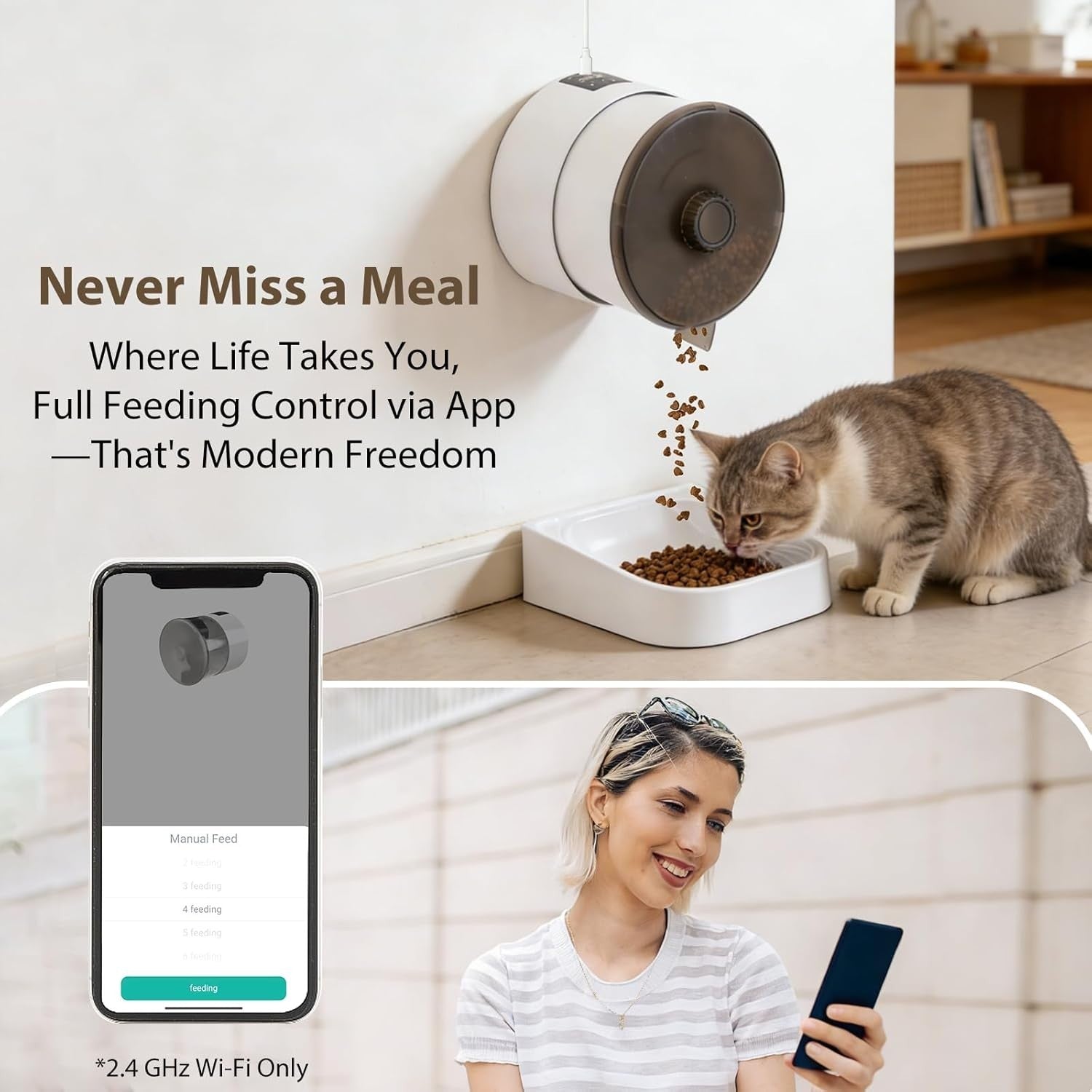 Smart WiFi Cat Feeder 3.5L App Control Timed Auto Food Dispenser