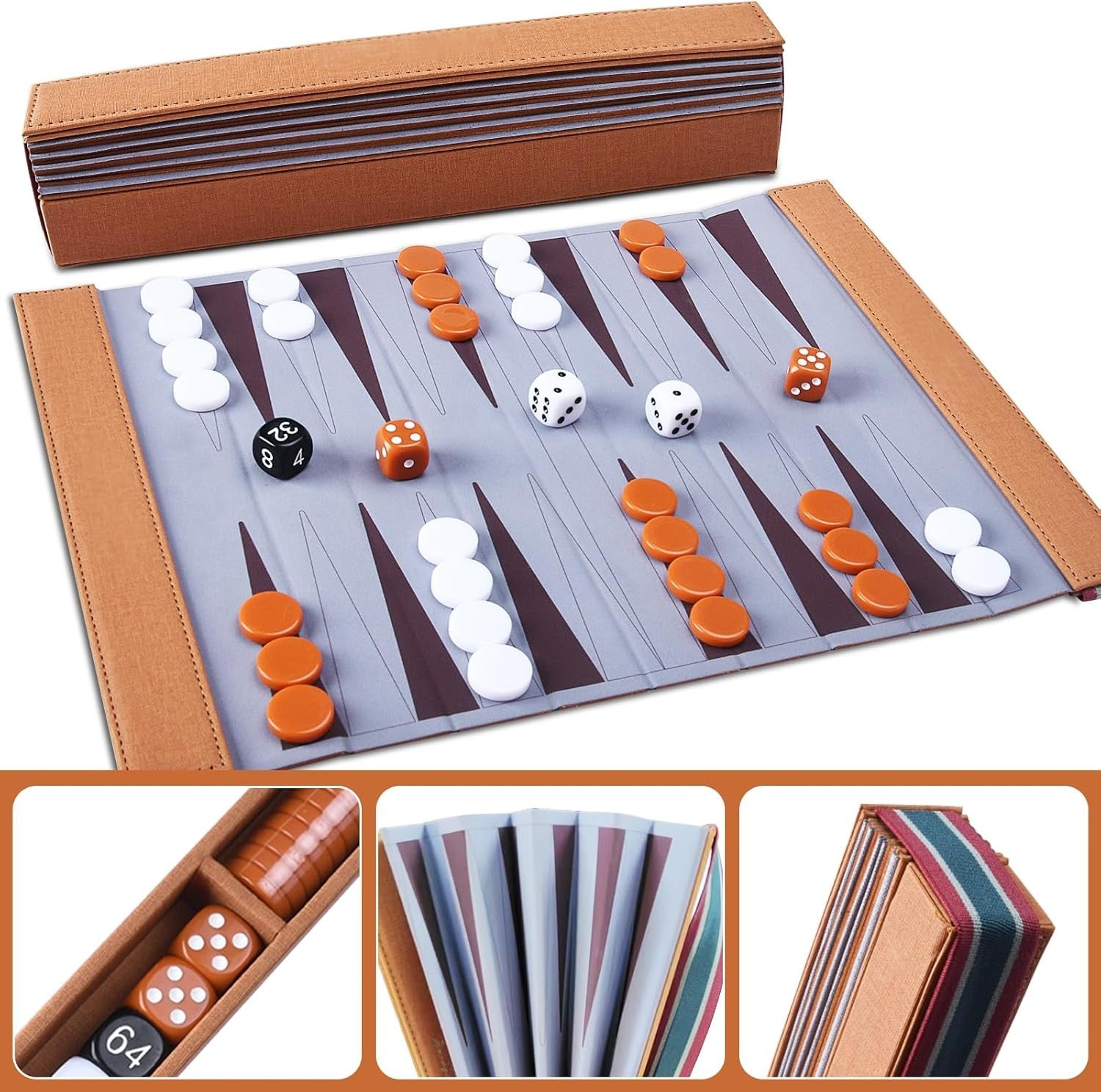 Travel Backgammon Set Solid Wood Folding Board Portable Strategy Game