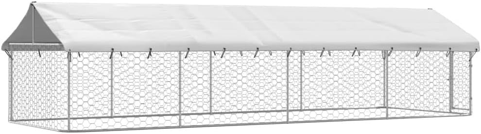 XXL 600x200cm Outdoor Dog Kennel – Lockable Steel Frame with UV Roof Cover