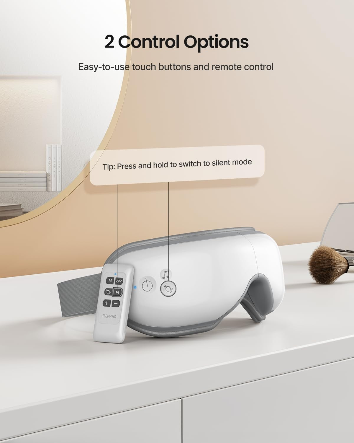 Heated Eye Massager Mask Remote Bluetooth Compression Foldable