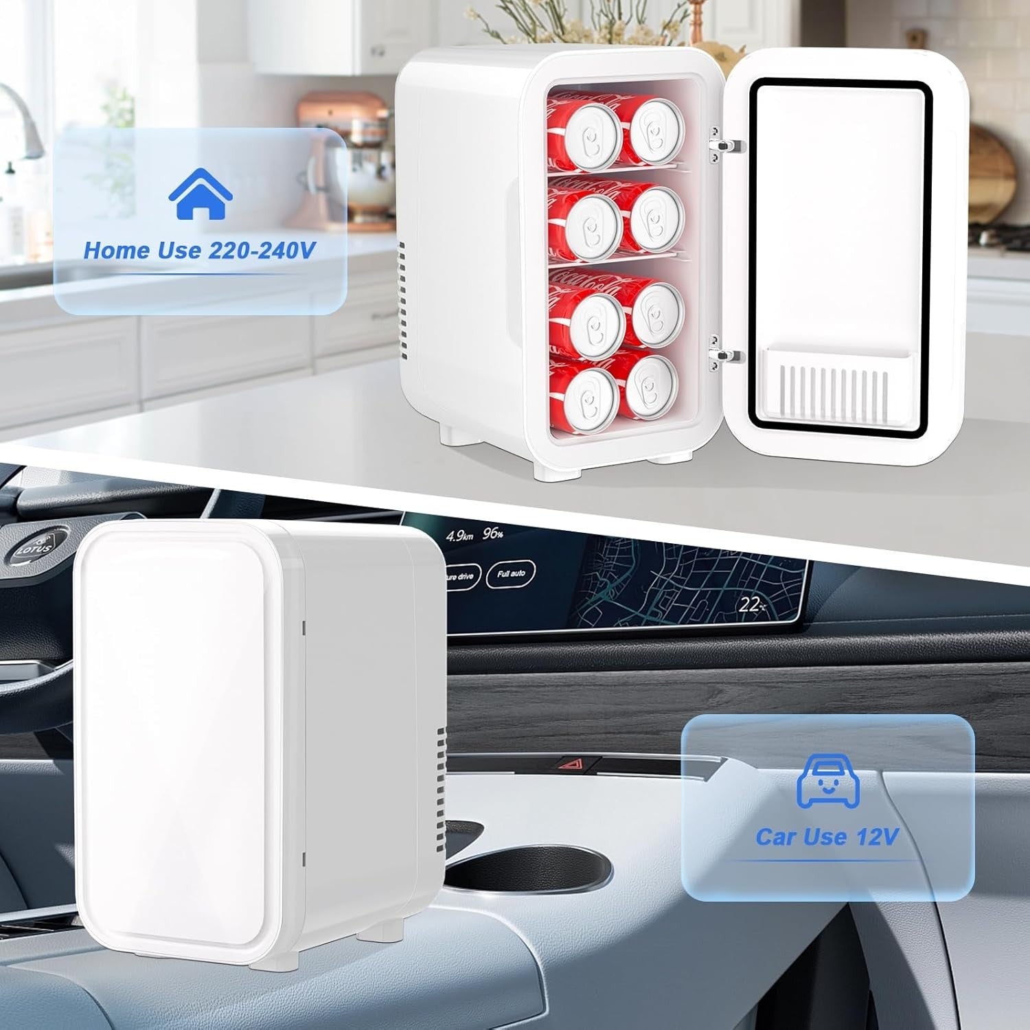 6L Mini Fridge Portable AC/DC Cooler Warmer Bedroom Skincare White