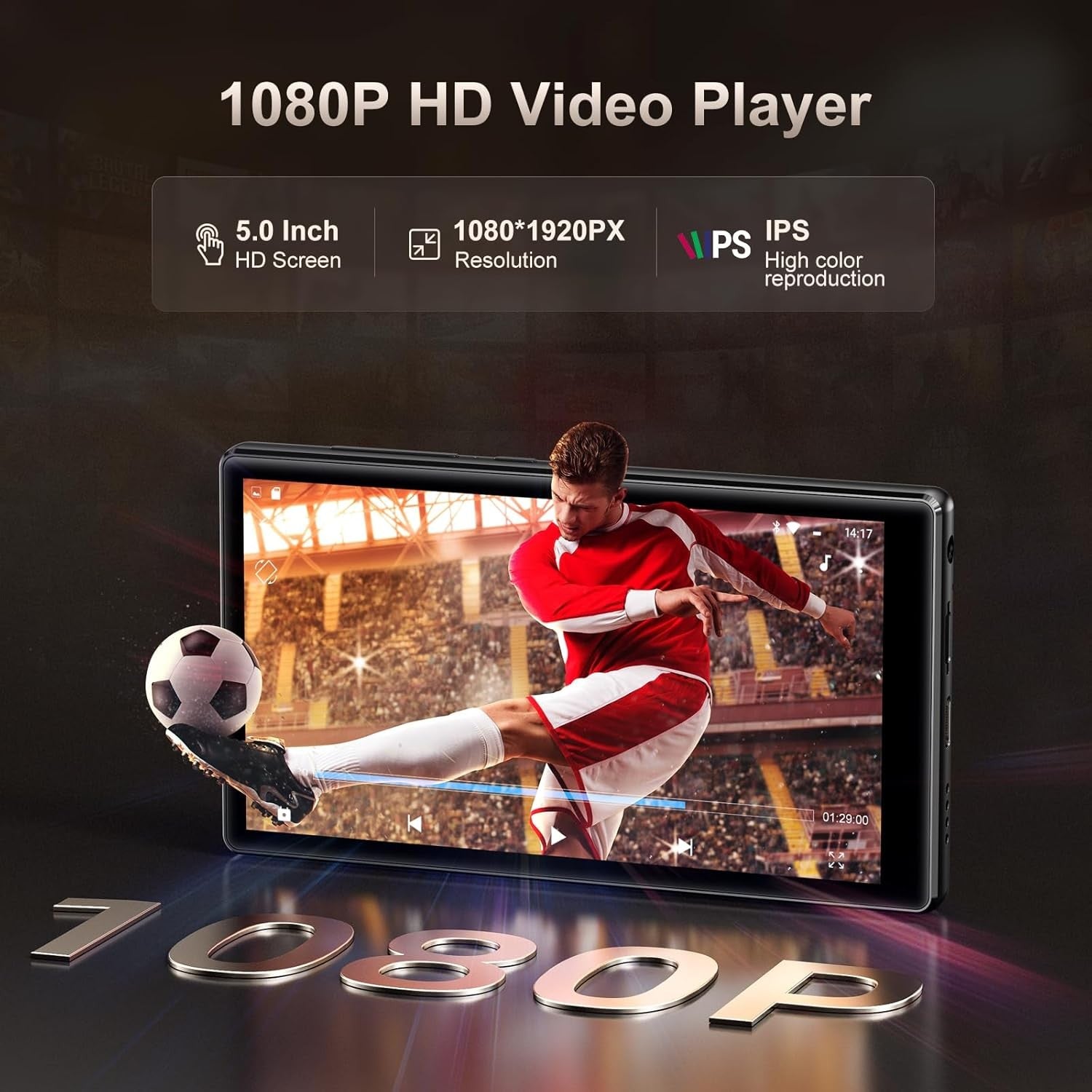 96GB MP3 MP4 Player Black 5" Android 13 Bluetooth