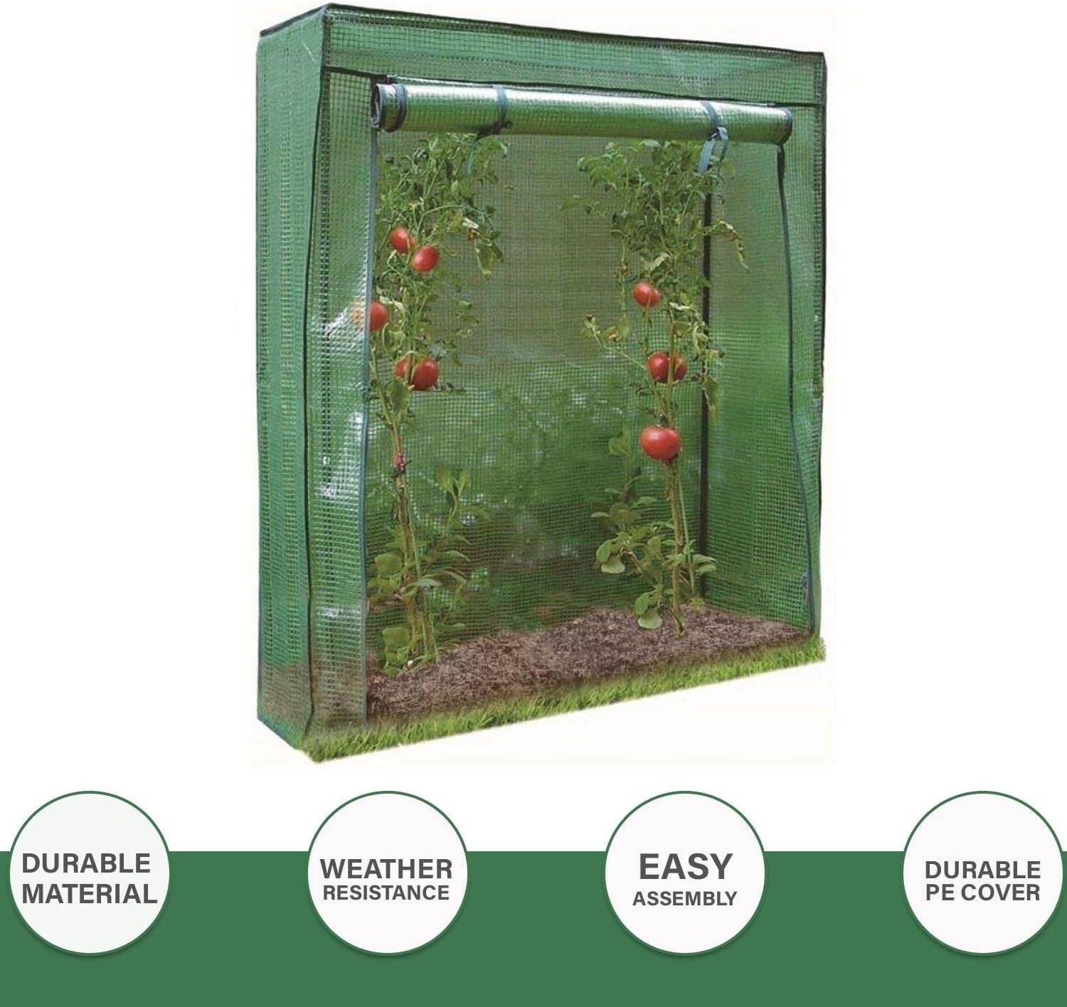 Tomato Greenhouse Reinforced Frame Roll-Up Door Weatherproof 152x101x152cm